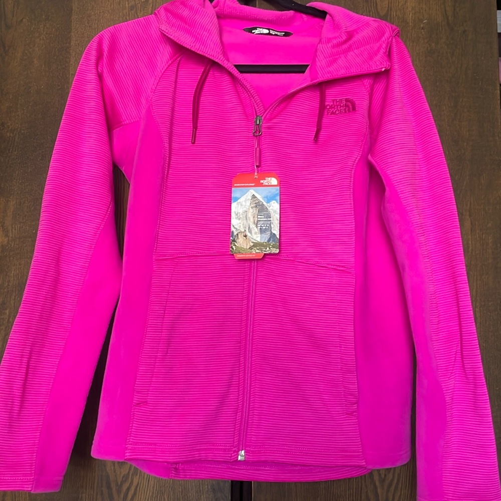 The North Face Womens Sweatshirt Full Zip Fleece Hoodie Hot Pink Size M